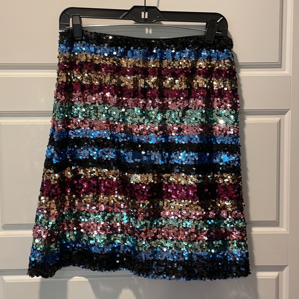 Beige by ECI sequin skirt worn twice, size 6, muted rainbow